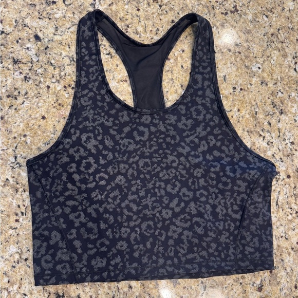 Athleta Black Leopard Print Sports crop size medium lightweight - Picture 1 of 3